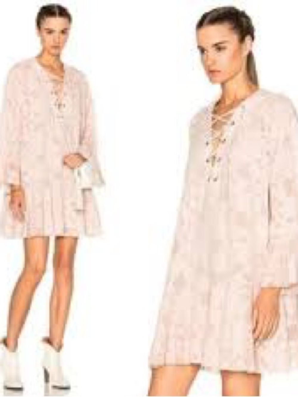 IRO Pale Pink Lace-Up Mini Dress
